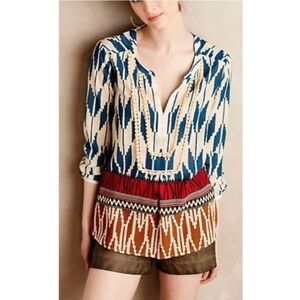 Bohemian Blue and Brown Patterned Top
